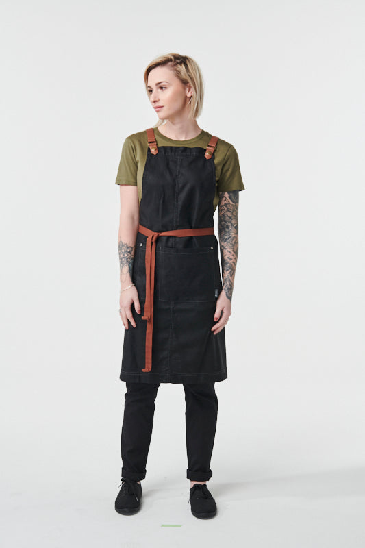 THEODORE Bib Apron with PU Leather Straps - Cotton/Linen