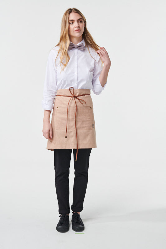 GATSBY Waist Apron with PU Leatherette Straps - Cotton/Linen