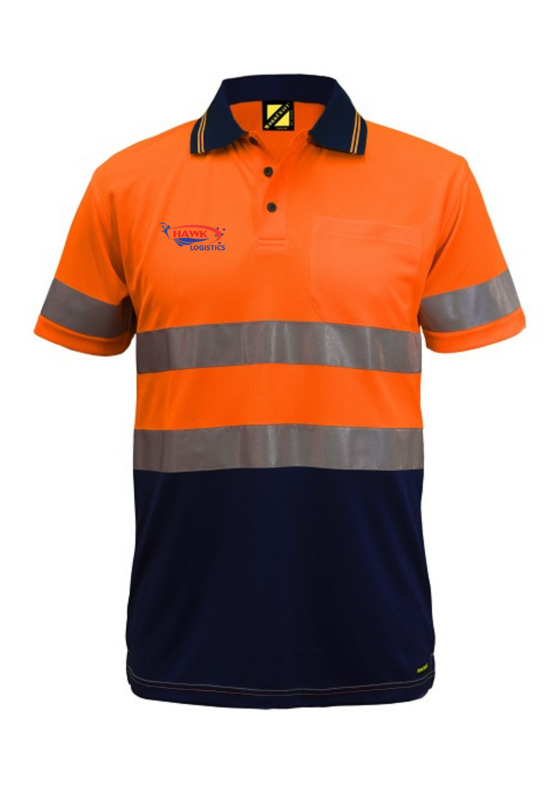 HAWK LOGISTICS - WSP410 HIVIS TWO TONE S/S MICROMESH POLO WITH POCKET