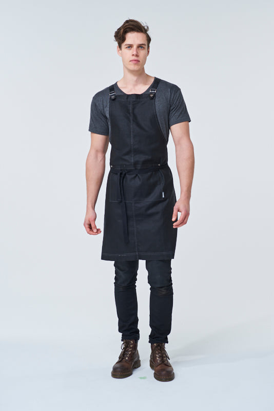 THEODORE Bib Apron with PU Leather Straps - Cotton/Linen