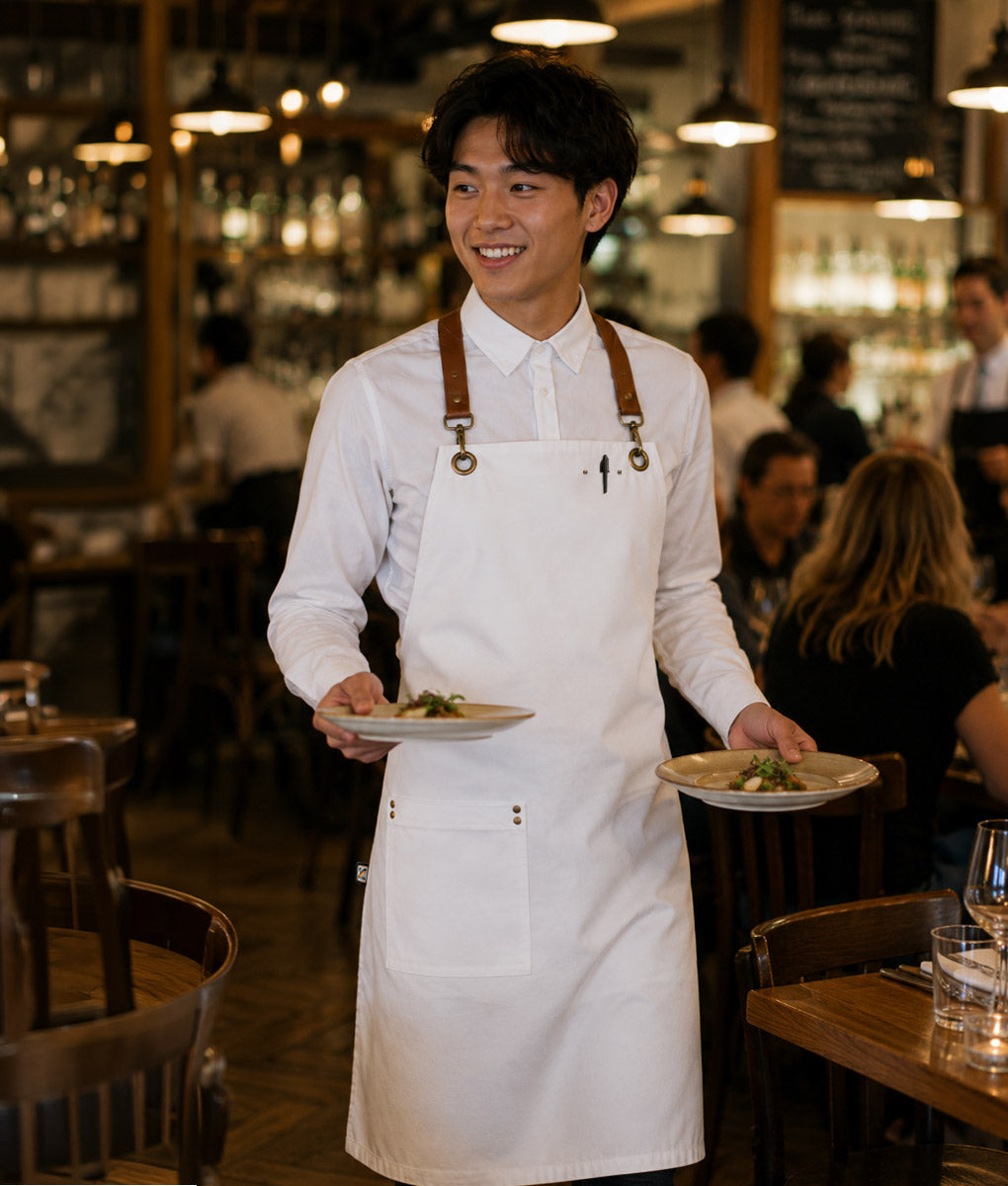 Perry Crossback Canvas Bib Apron – Service White (straps sold separately)