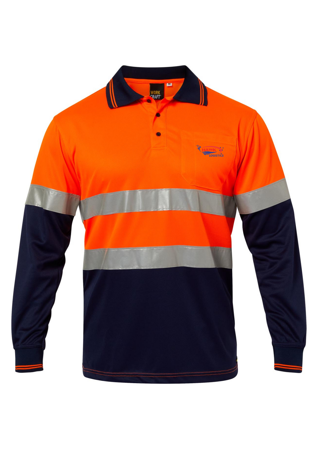 HAWK LOGISTICS - WSP409 HI VIS LONG SLEEVE MICROMESH REFLECTIVE POLO WITH POCKET -