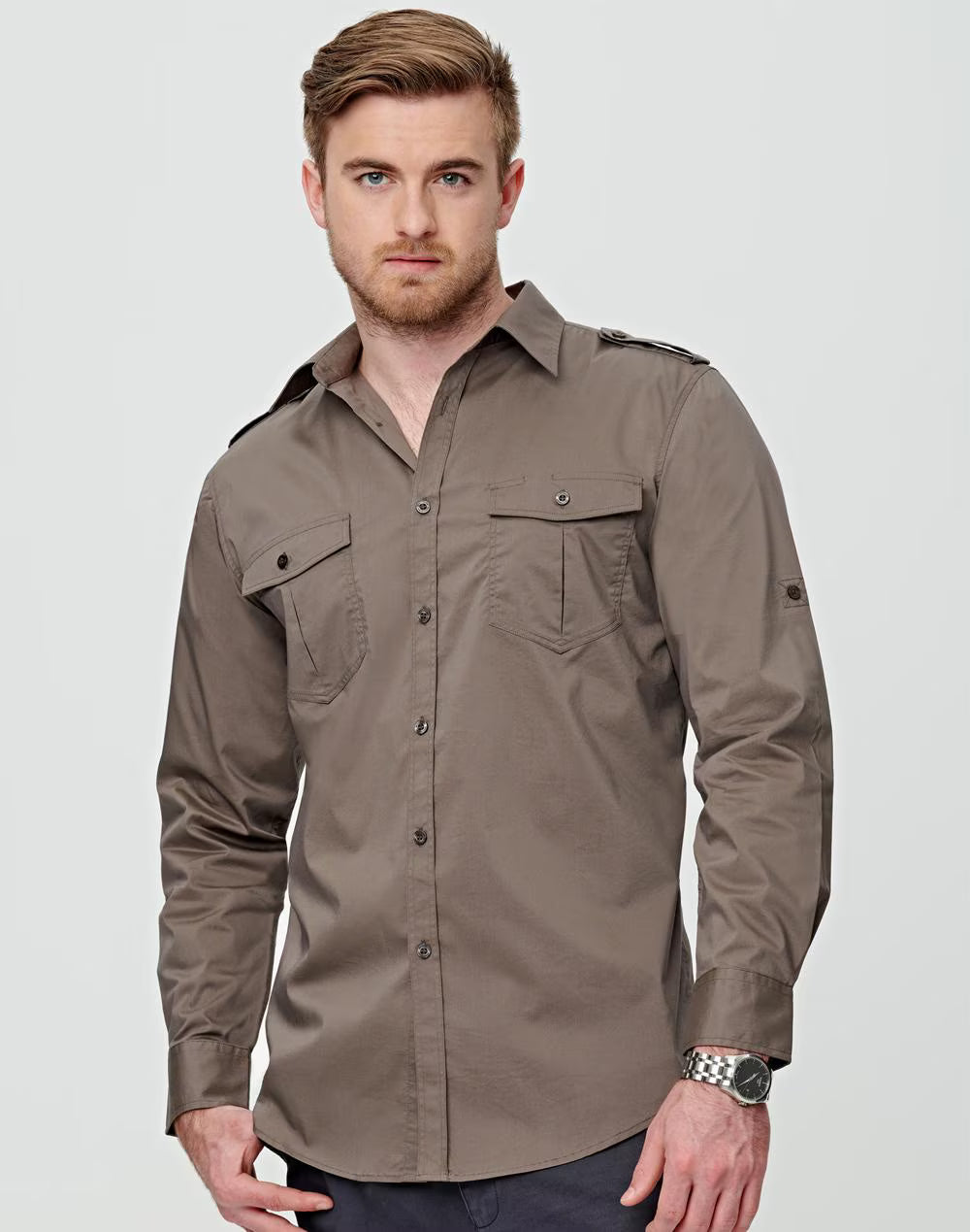 M7912 BENCHMARK MENS LONG SLEEVE MILITARY SHIRT