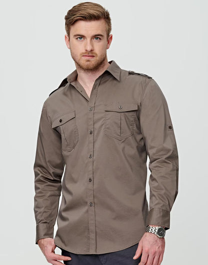 M7912 BENCHMARK MENS LONG SLEEVE MILITARY SHIRT