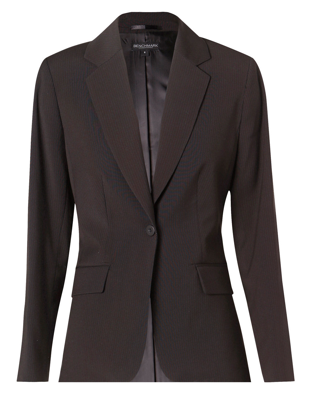 Women’s Pinstripe One-Button Cropped Stretch Jacket