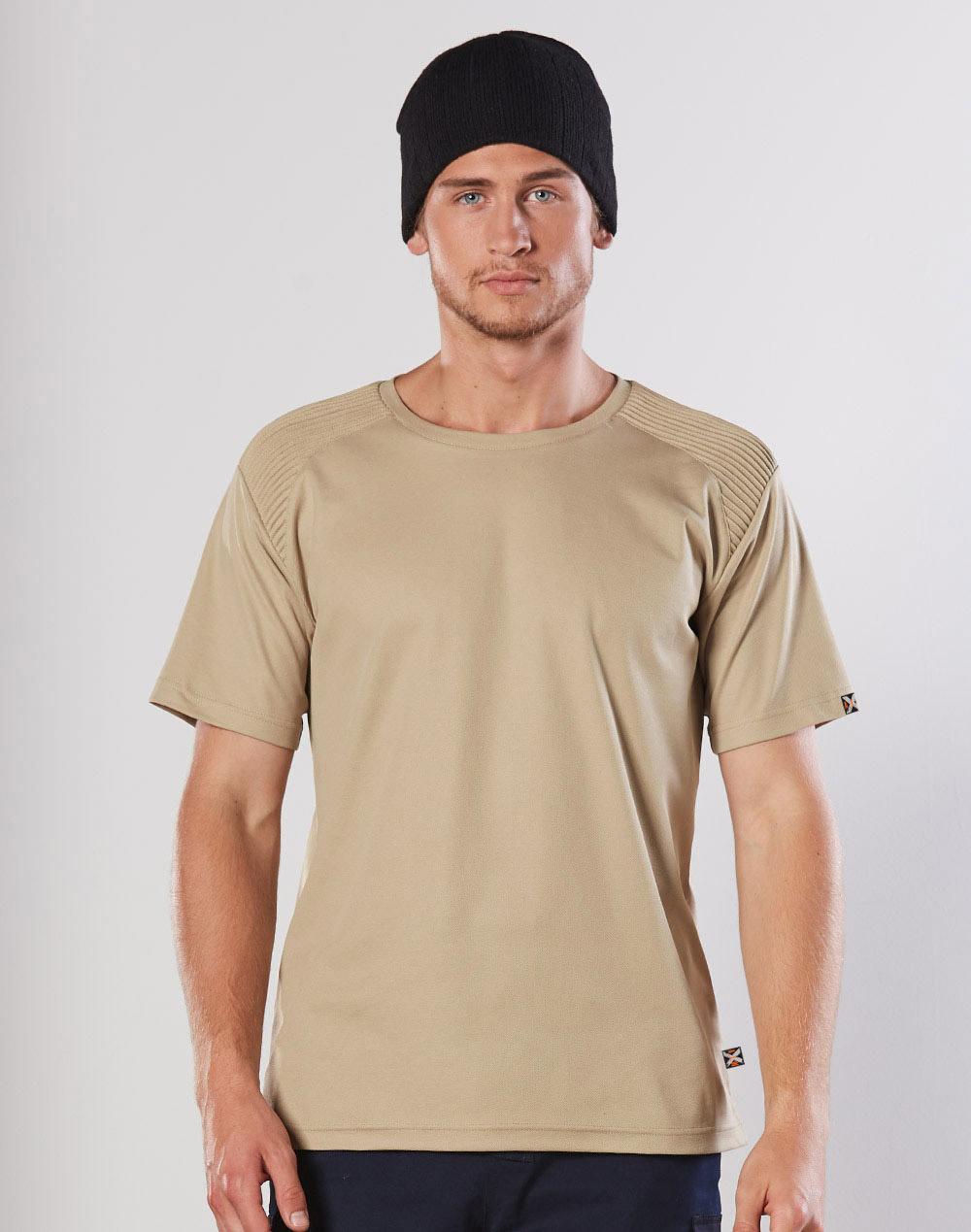 TS209 unisex TrueDry shoulder panel T-shirt — Beige
