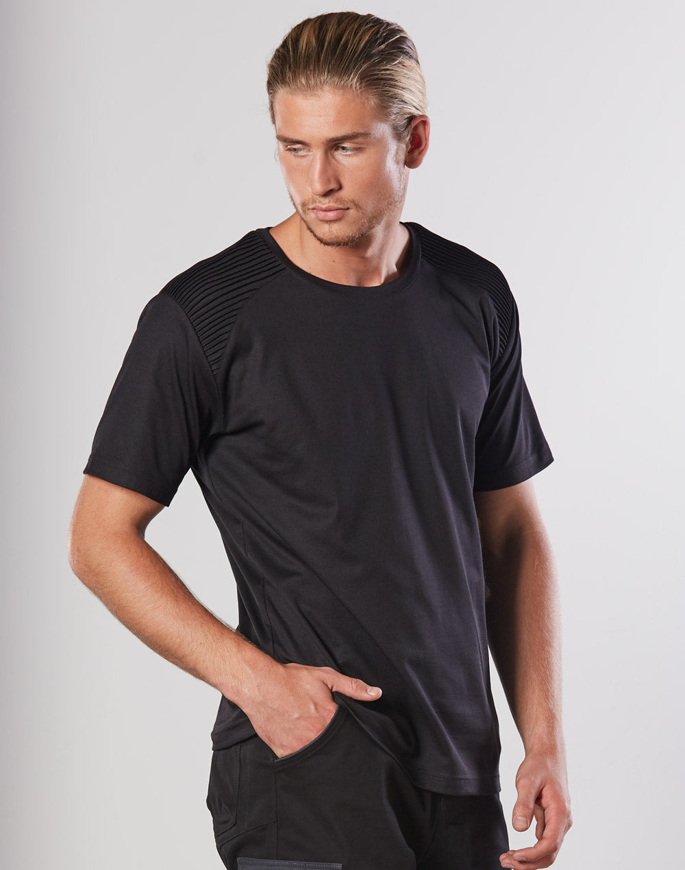 TS209 unisex TrueDry shoulder panel T-shirt — Black