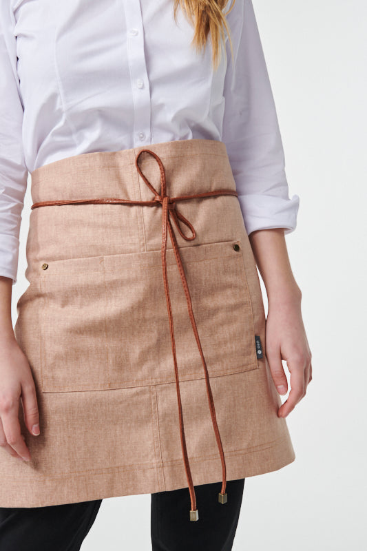 GATSBY Waist Apron with PU Leatherette Straps - Cotton/Linen