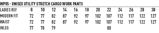 WP05 Unisex Utility Stretch Cargo Work Pants