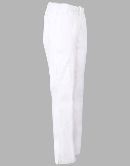 Ladies Functional Chef Pants — White Right