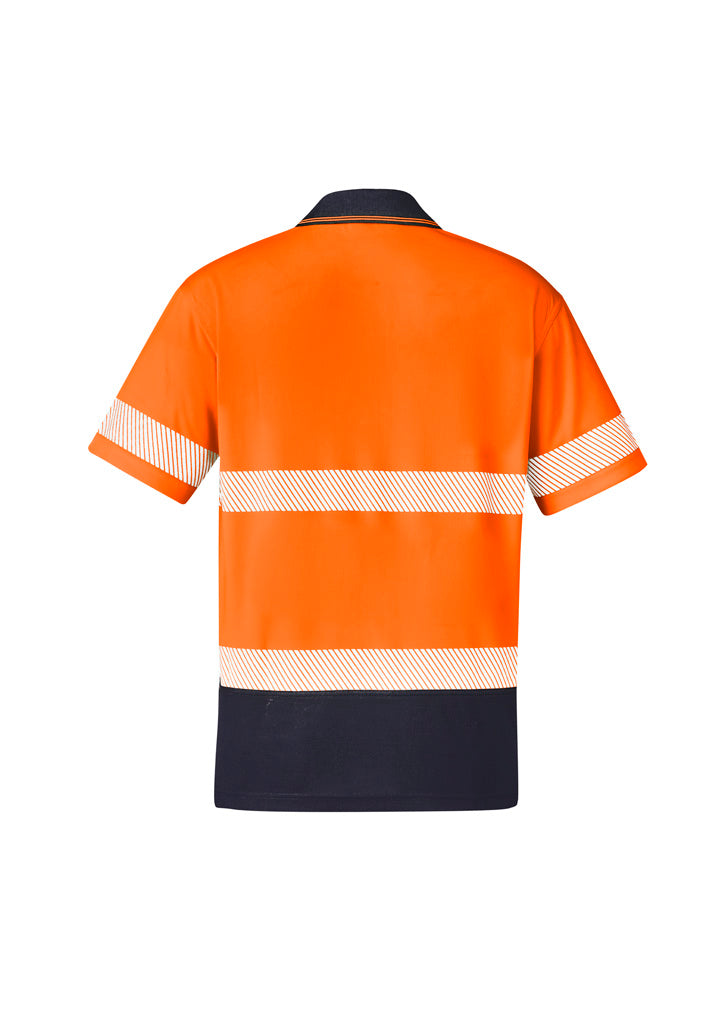 Syzmik ZH535 unisex hi-vis segmented tape short sleeve polo — Orange/Navy