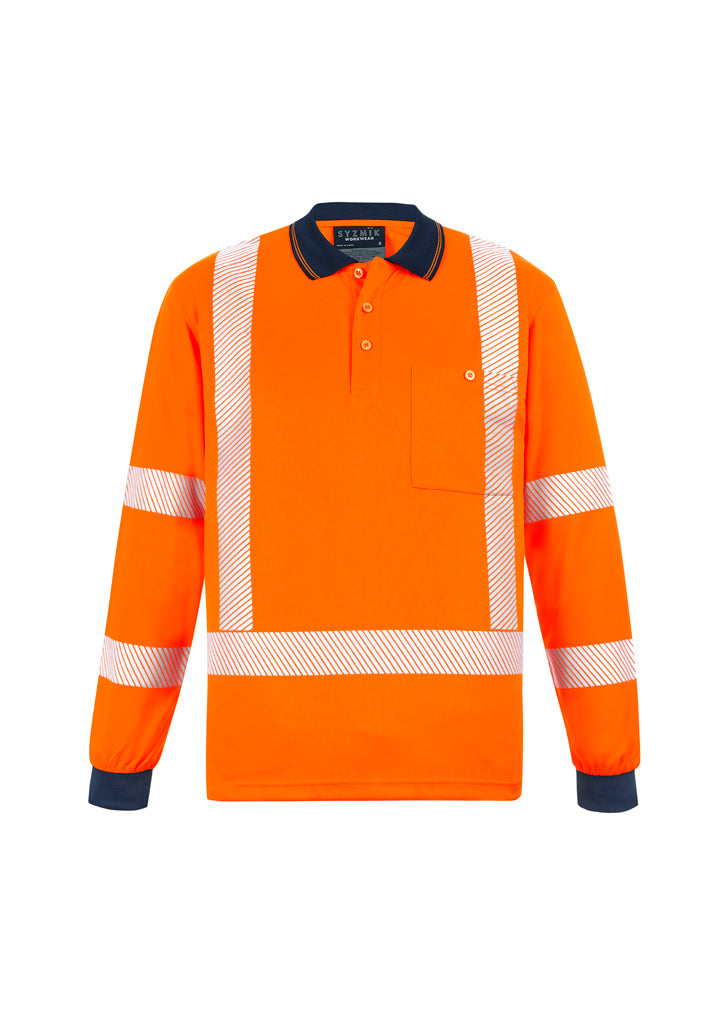 Syzmik ZH690 unisex hi-vis X back NSW Rail long sleeve polo — Orange