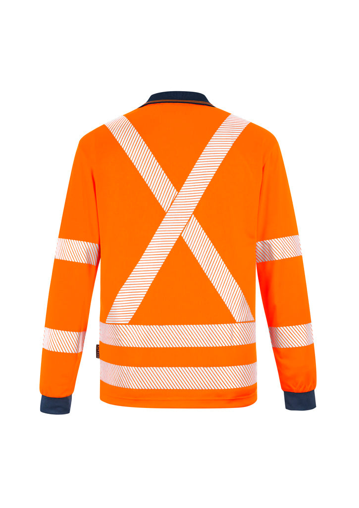 Syzmik ZH690 unisex hi-vis X back NSW Rail long sleeve polo — Orange