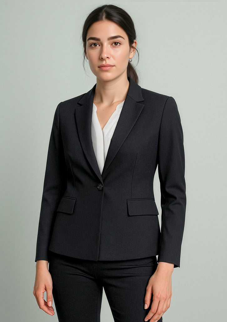 Renew Womens Single Button Mid Length Jacket, Pencil Black