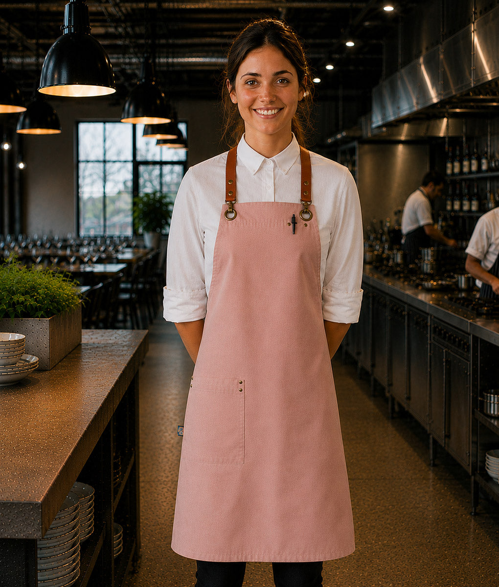 Perry Crossback Canvas Bib Apron – Soft Blush Pink (straps sold separately)