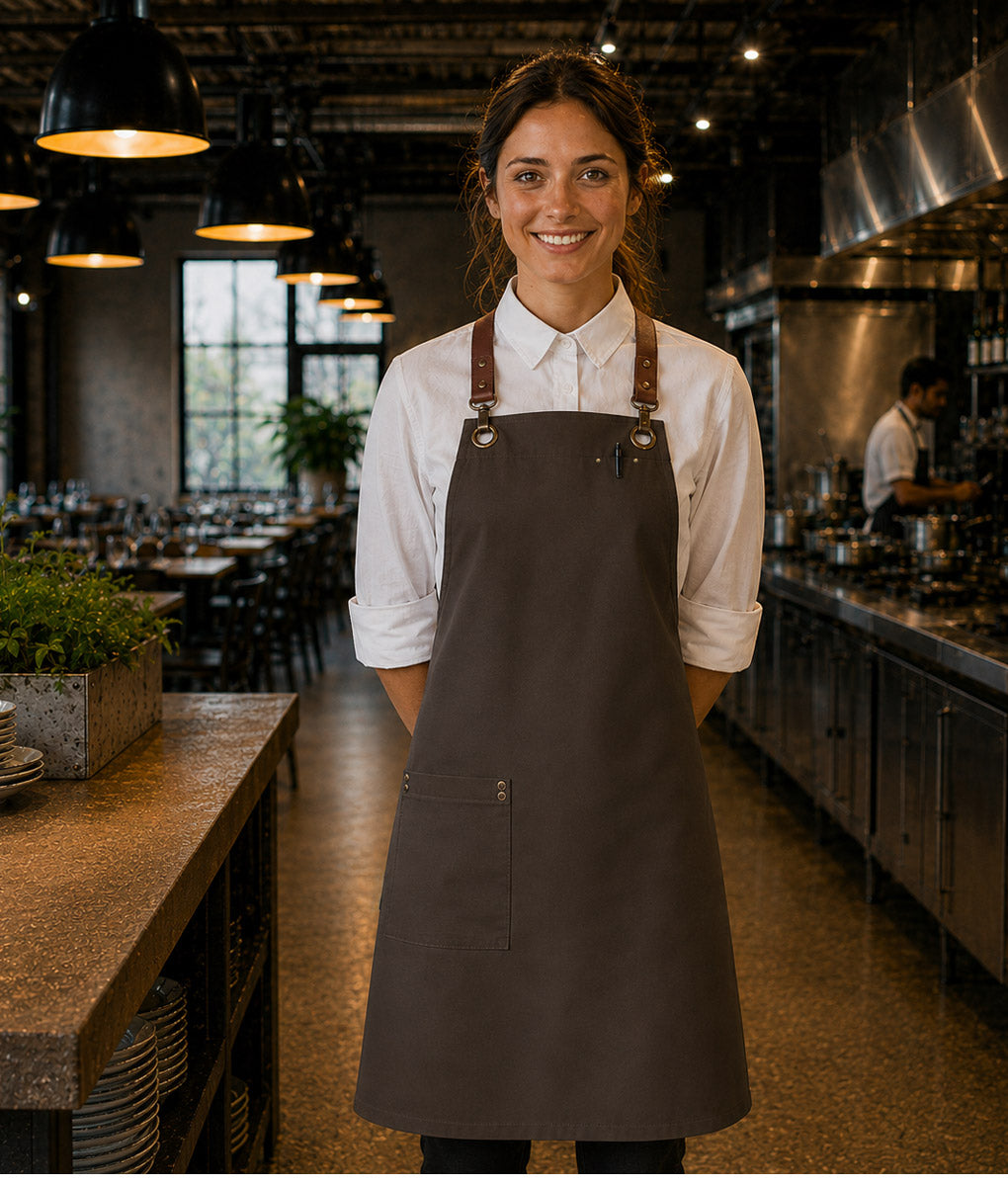 Perry Crossback Canvas Bib Apron – Dark Coffee (straps sold separately)