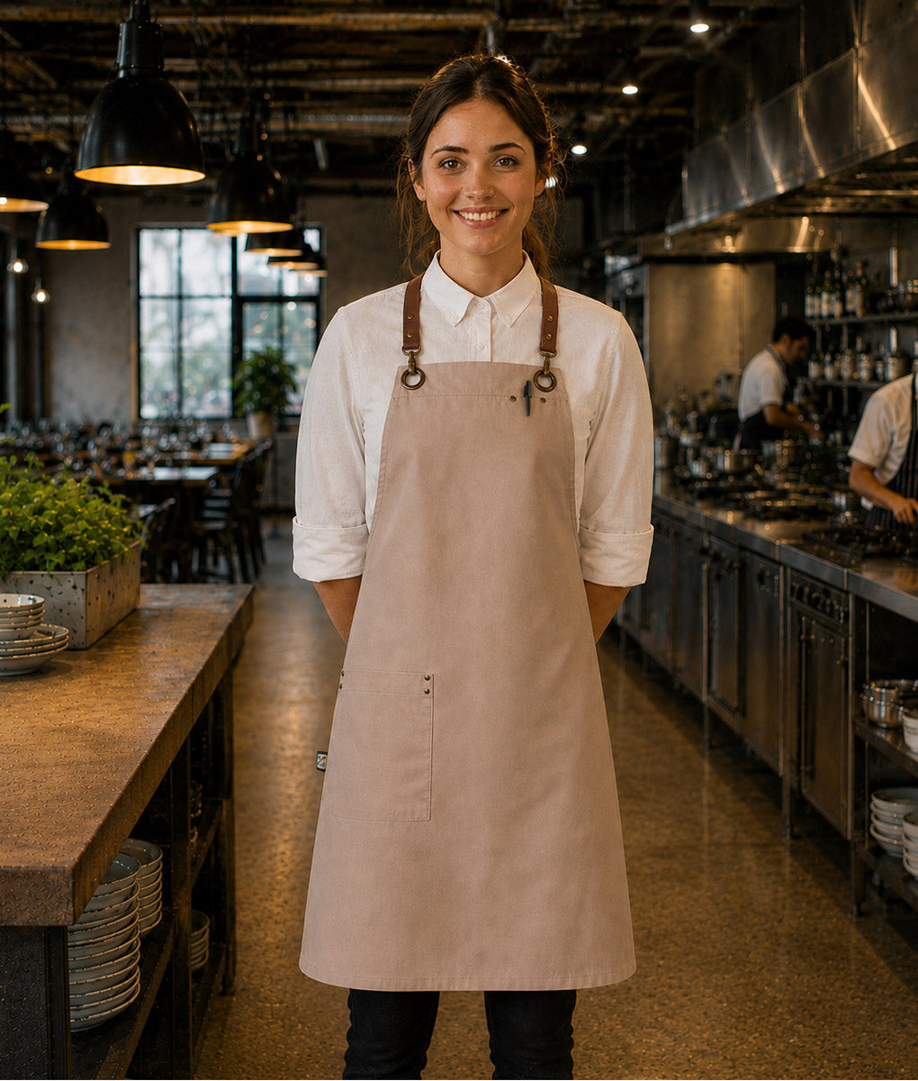 Perry Crossback Canvas Bib Apron – Grey Apricot (straps sold separately)