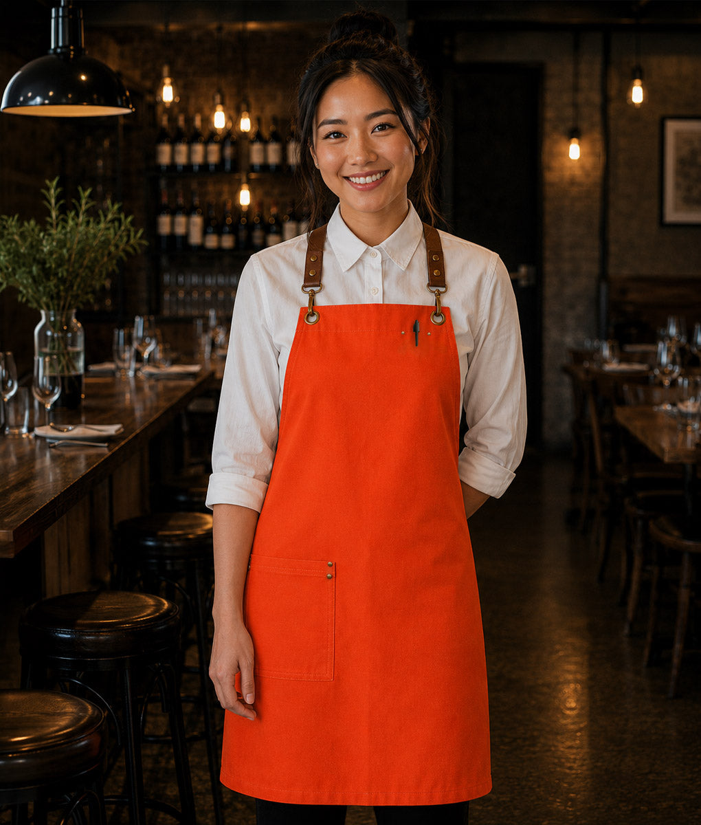 Perry Crossback Canvas Bib Apron – Luminous Orange (straps sold separately)