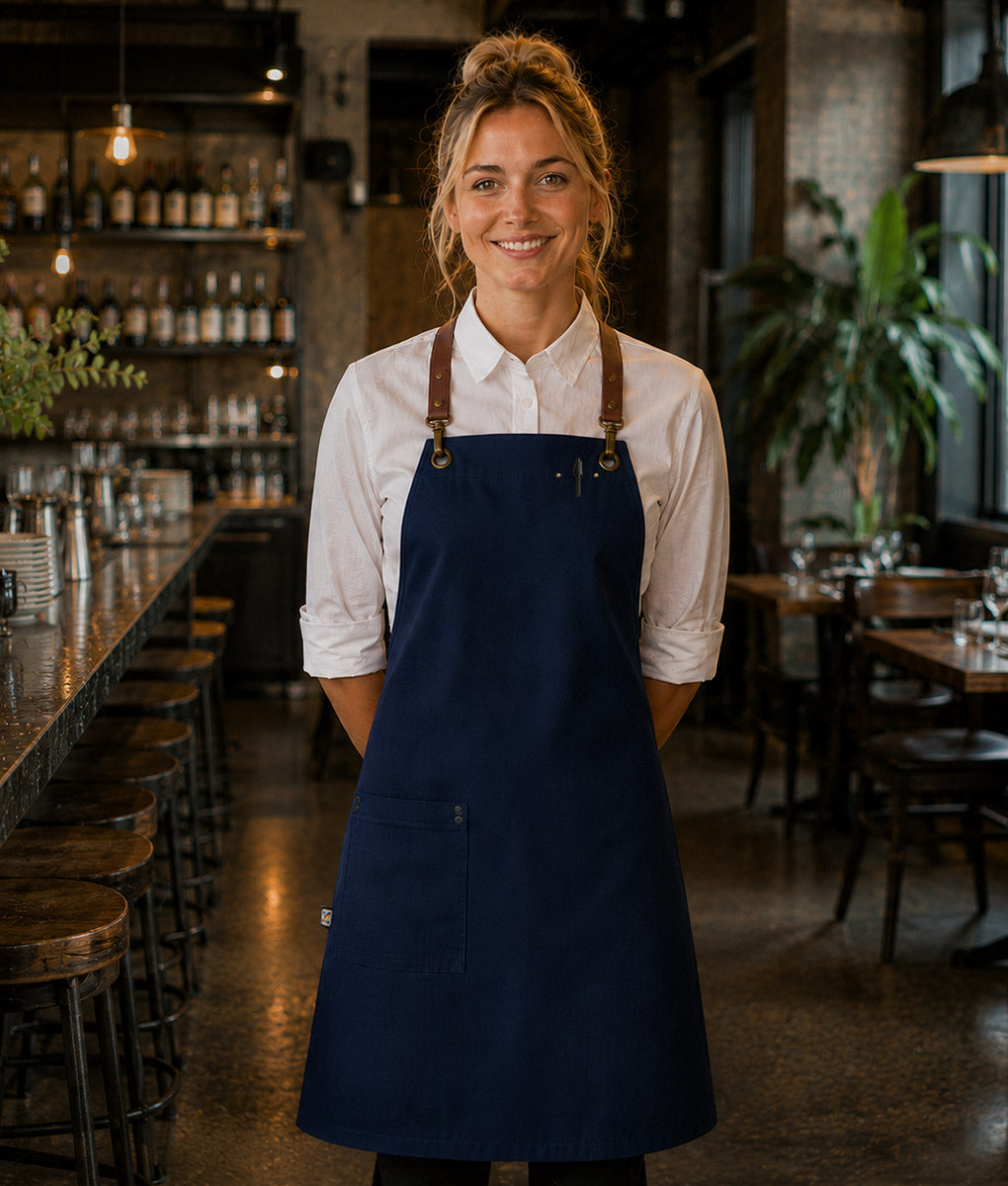 Perry Crossback Canvas Bib Apron – Pure Navy (straps sold separately)