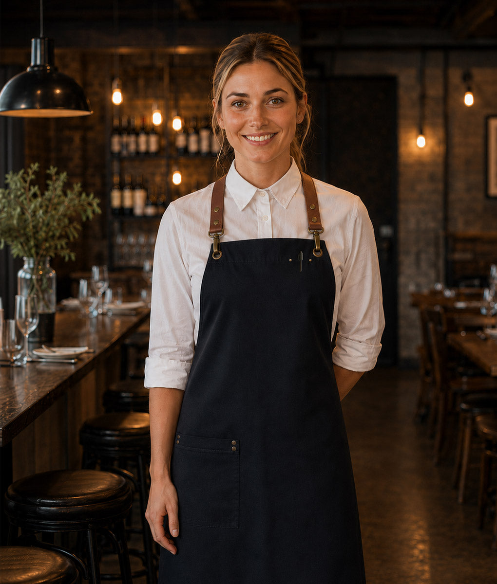 Perry Crossback Canvas Bib Apron – Super Black (straps sold separately)