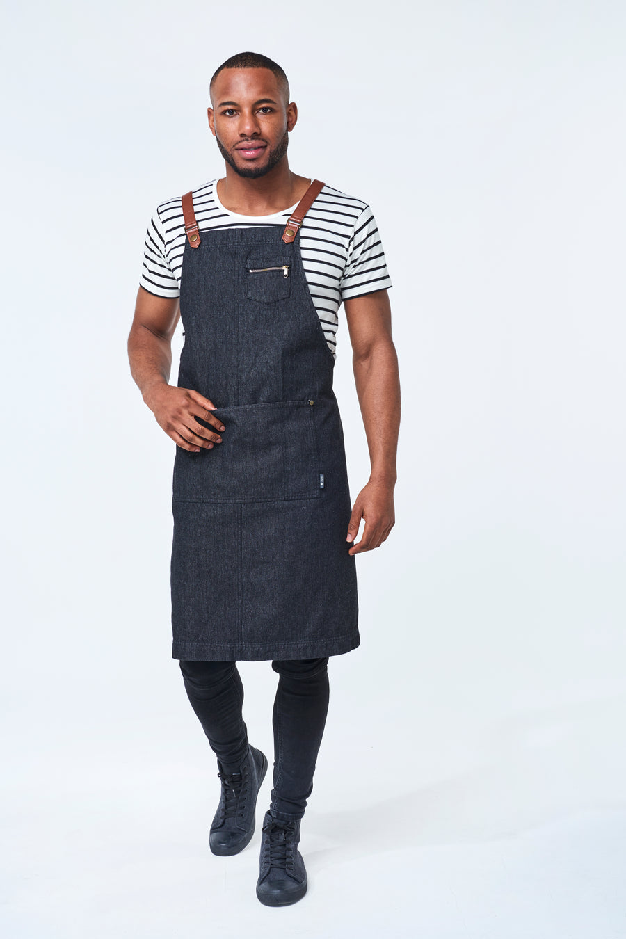 Denim and leather apron  Atelier Chalet   Simons