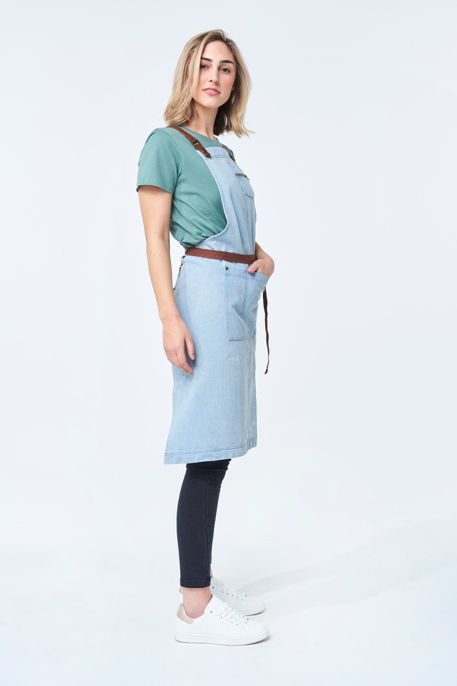 Personalised Denim Apron With Leather Straps By Red Berry Apple   notonthehighstreetcom